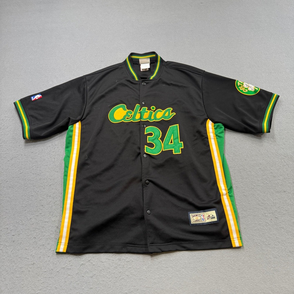 Majestic Celtics Paul Pierce 34 Jersey Mens 2XL Black Hardwood Classics NBA Sewn